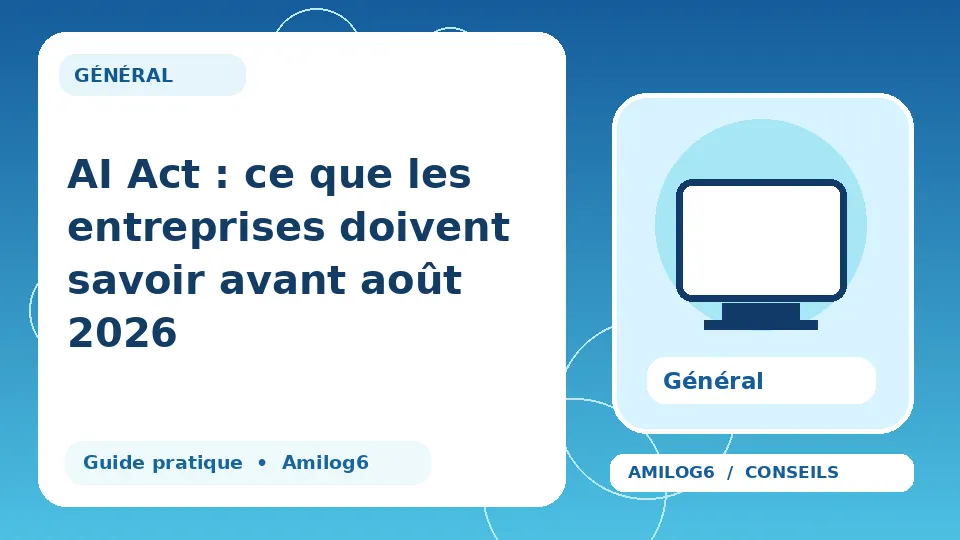 Illustration Amilog6 : AI Act : ce que les entreprises doivent savoir avant août 2026