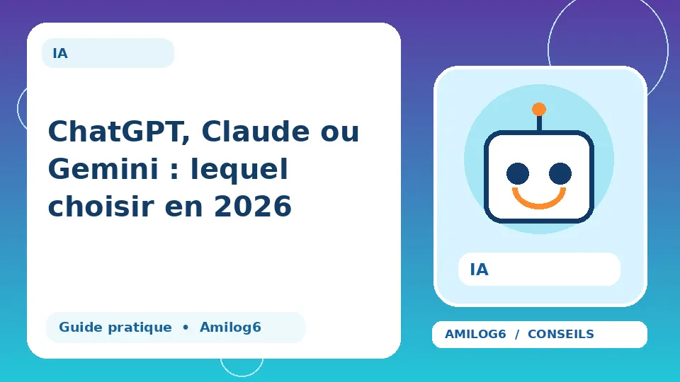 Illustration Amilog6 : ChatGPT, Claude ou Gemini : lequel choisir en 2026