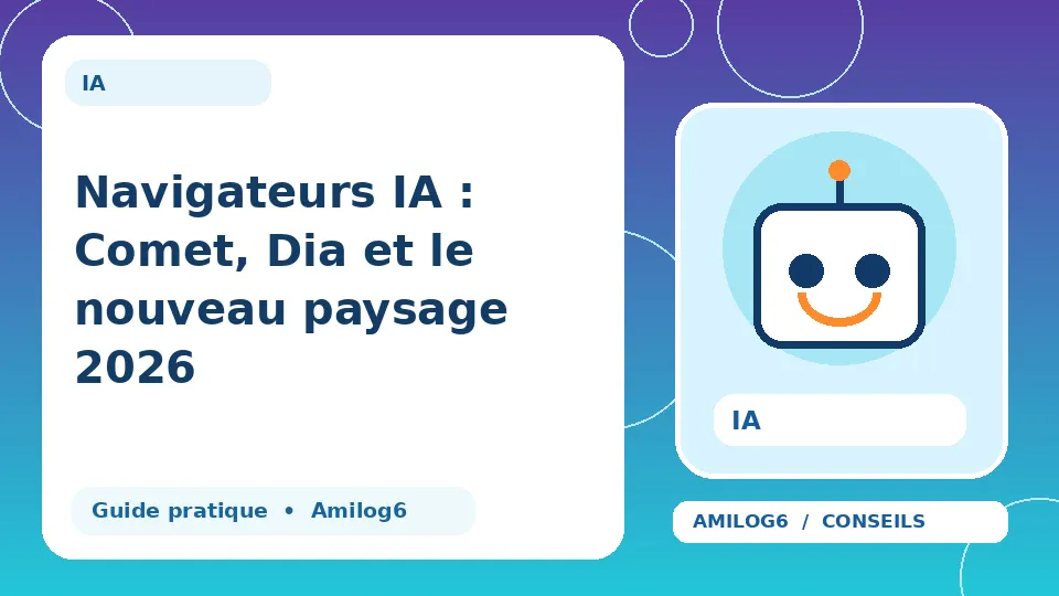 Illustration Amilog6 : Navigateurs IA : Comet, Dia et le nouveau paysage 2026